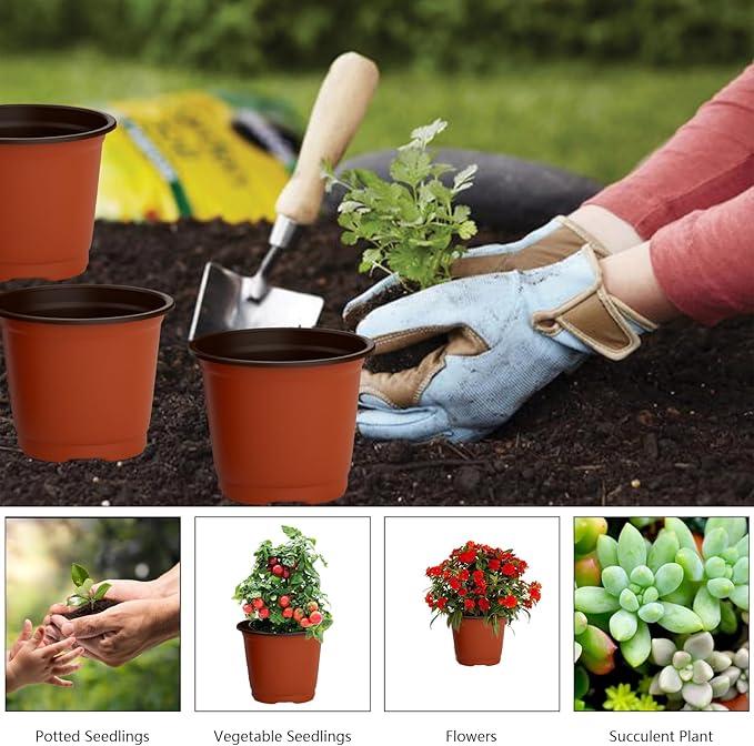 40 PCS Plant Nursery Pots 4 Inch Plant Seedling Pots with Drainage Holes Plastic Plant Flower Pot Small Plastic Seed Starting Pot Starter Containers Office Home Indoor Outdoor