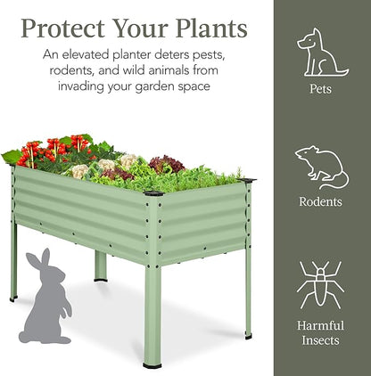 Best Choice Products 48x24x30in Galvanized Raised Garden Bed, Metal Elevated Planter Box, Vegetable Garden for Backyard, Patio, Balcony - Sage Green