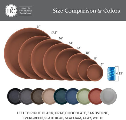 The HC Companies Flower Pot Saucers - Plastic Plant Saucer for Outdoors & Indoors - Traditional Design Plant Pot Trays for Water Drainage - Durable & Stylish Round Plant Tray (14-inch Seafoam)