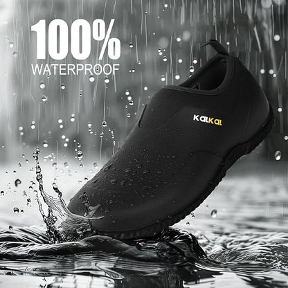 Kalkal Men's Rain Boots, Waterproof Garden Shoes, Neoprene Rubber Footwear for Camping, Lawn Care, Gardening and Yard Work(Size 6-14)