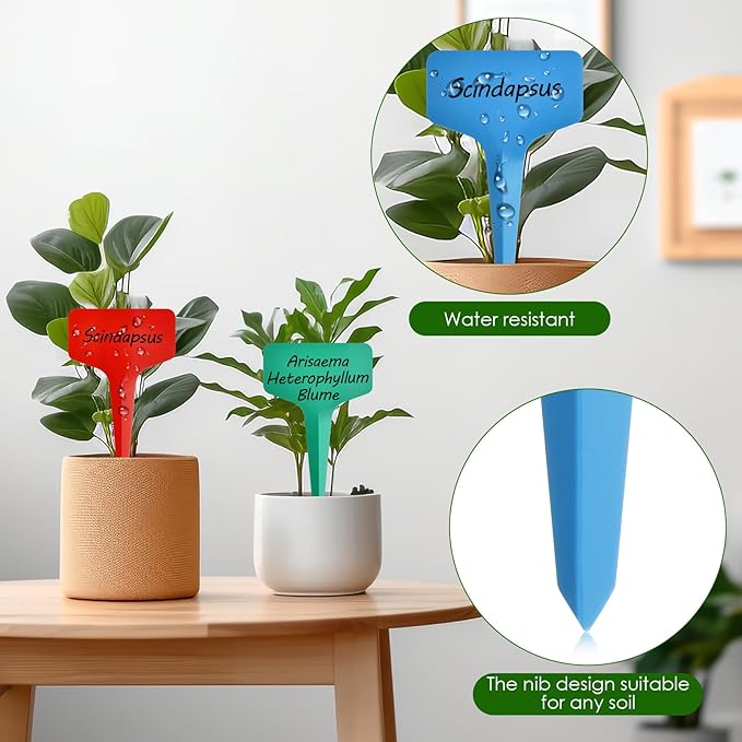 Plant Labels 120pcs with Garden Plant Markers Pen of Outdoor Waterproof,Color T-Type Plant Tags and Permanent Marking Pen, Garden Labels Gardening Gifts for Women Men