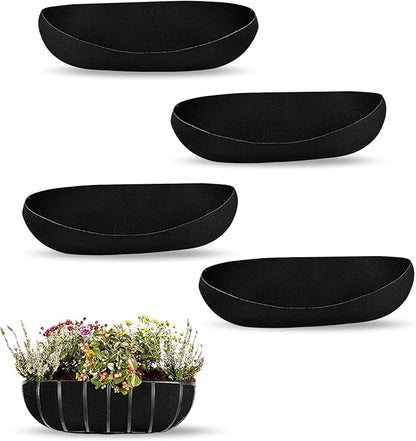 4 Pack Planter Basket Liners, Trough Window Box Liners, Round Fabric Planter Liner, Durable Felt Hanging Basket Liners Replacement Coco Liner for Planters Garden Flower Vegetables (Trough 30in)