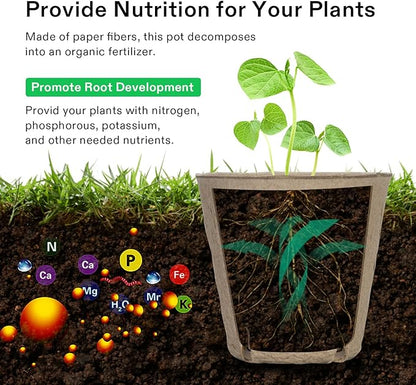 VIVOSUN Peat Pots, 60 Packs 3.15-Inch Seed Starting Pots with Drainage Holes, Round Nursery Pot, 20 Plant Labels for Flowers, Plants, Vegetables, 30Pcs