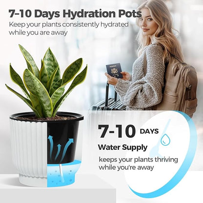 T4U 4.5 Inch Plant Pots Self Watering, 6 Pack African Violet Pots, Small Plant Pots for Plants, Small Indoor Plant Pot, Self Watering Planter for African Violet, Succulents (6 Pack 4.5" Pots, White)