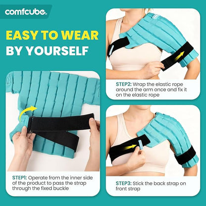 Shoulder Ice Pack Wrap for Injuries, 2 Hours Long Lasting Rotator Cuff Cold Therapy Flexible Shoulder Ice Pack for Pain Relief, FSA Eligible, Cold Pack for Tendinitis, Surgery, Swelling