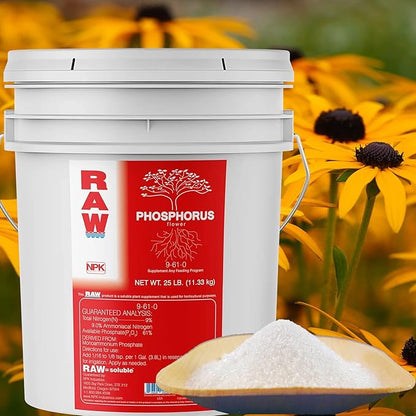 RAW Phosphorus 25lb - High-Performance Plant Booster for Flowering and Root Development - Indoor, Outdoor, Hydroponic Use