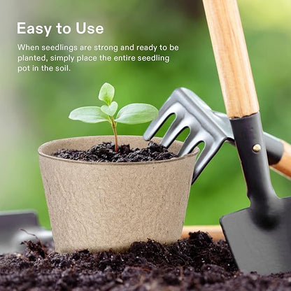 VIVOSUN Peat Pots, 60 Packs 3.15-Inch Seed Starting Pots with Drainage Holes, Round Nursery Pot, 20 Plant Labels for Flowers, Plants, Vegetables, 30Pcs