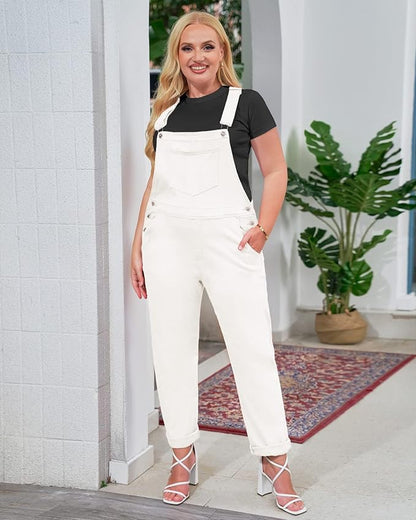 Vetinee Womens Classic Adjustable Straps Pockets Denim Bib Overalls Jeans Pants