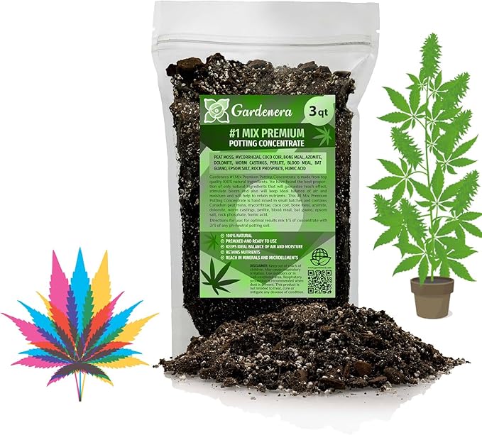 Gardenera Premium Happy Plant Potting Soil Mix - Optimal Nutrient-Rich Blend for Thriving and HIGH-Yield Herbal Plants - 3 Quart