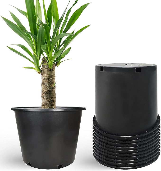 Planter Nursery Pots 6.3 Gallon Pots for Plants, Injection Molded Plastic Nursery Pots, Plant Container 6.3 Gal 10-Pack