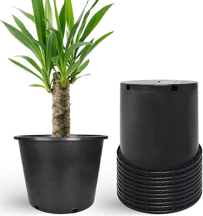 Planter Nursery Pots 6.3 Gallon Pots for Plants, Injection Molded Plastic Nursery Pots, Plant Container 6.3 Gal 10-Pack