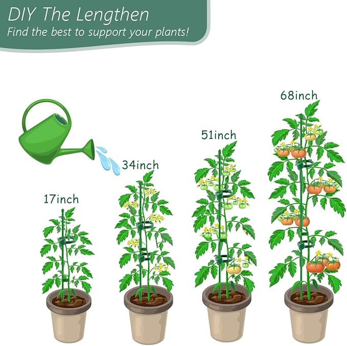 10Pcs Plant Support Stakes 17inch &11inch,Toylin Adjustable Length Plant Support Stake Orchid Stick with Clips for Indoor Outdoor,Garden Pole for Potted Orchid Tomato Vegetables