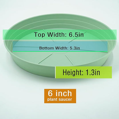 Plant Saucer 6 Inch 4 Pack 6 8 10 12 14 16 18 20 25, Plastic Plant Trays for Pots，Extra-Deep Plant Water Dray Tray, Bird Bath Bowl, Heavy Flower Plant Saucers Indoors and Outdoor No Holes