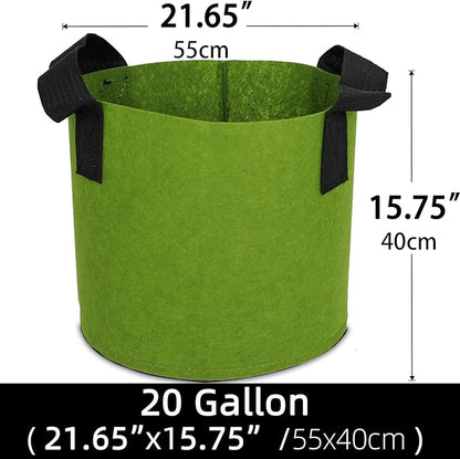Grow Bags,Growing Pot Bags Garden Grow Bag Indoor Outdoor Fabric Aeration Plant Pot Container Flower Vegetable Pouch (Army Green,20Gallon)