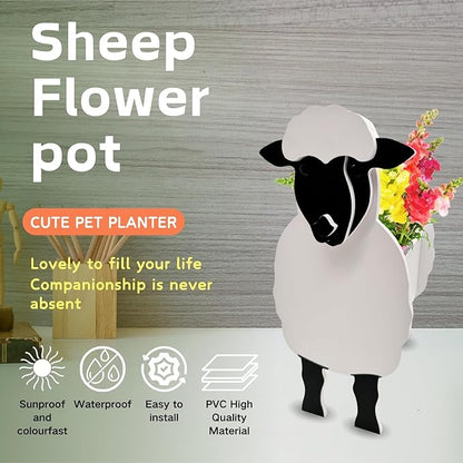 Sheep Planter Plant Pots,Animal Flower Pot for Indoor/Outdoor,Small Cute PVC Animal Face Shape Plant Container Best for Home Office Garden Decoration Mom Gift Ideas