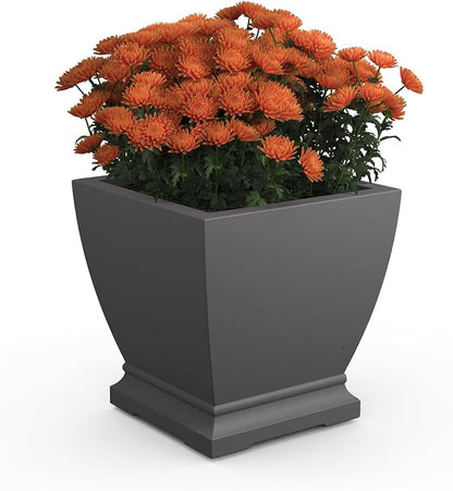 Mayne Inc. Acadia 20in Square Planter - Graphite Grey - 20in L x 20in W x 20in H - with Built-in Water Reservoir (5920-GRG)