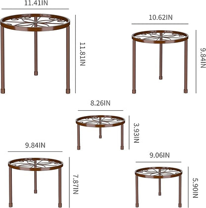 5-Pack Decent Metal Plant Stands, Heavy Duty Flower Pot Stands for Multiple Plant, Anti-Rust Iron Plant Pot Shelf, Decoration Racks for Home Indoor and Outdoor (5 Pack Bronze)