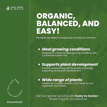 Soil Seed & Water Garden Craft Blend Organic Potting Soil – All-Purpose Potting Mix for Indoor & Outdoor Gardening