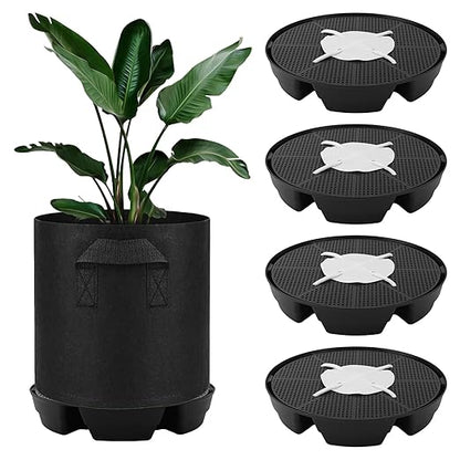 4pcs Auto Plant Watering Devices, Plastic Self-Watering Base with Cotton Fabric & Rope Automatic Autopots Water Planter Saucer Stand Trays for Greenhouse Indoors Grow Tents Grow Bags Accessories