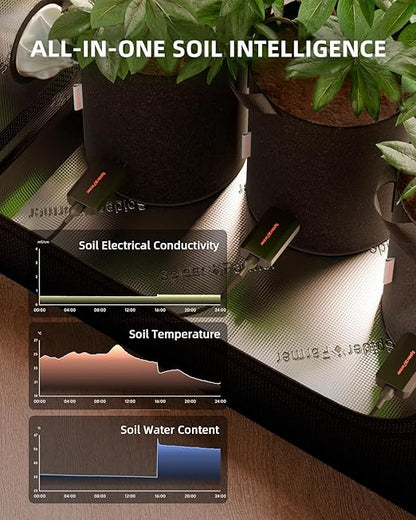 Spider Farmer GGS 3 in 1 Soil Sensor Pro 3Pcs, EC Moisture Temp Meter Tester with RJ12 Support Smart APP Control for Garden Indoor Grow Tent Room
