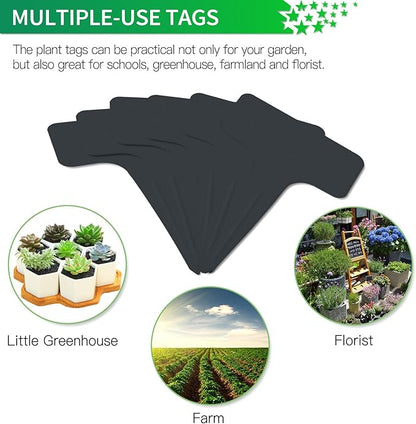 Prudance® 50pcs Reusable Waterproof Plant Markers for Garden T-Type Plant Labels for Seedlings Potted Plants Vegetables Succulents Durable Weatherproof Garden Tags （Black）