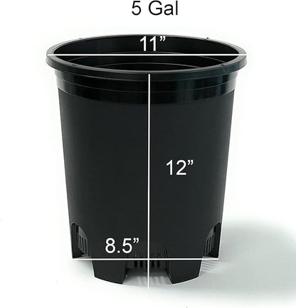 5 Gallon 10-Pack Nursery Pot Black Plastic Planters with Drainage for Outdoor Indoor Large Plants Trees