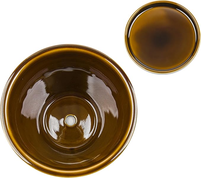 6.3 Inch Ceramic Planter, Plant Pot with Drainage Hole and Saucer, Decorative Glaze Flower Pot for Indoor Plants (Caramel)