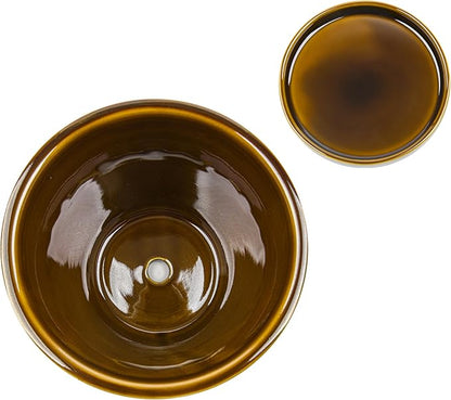 6.3 Inch Ceramic Planter, Plant Pot with Drainage Hole and Saucer, Decorative Glaze Flower Pot for Indoor Plants (Caramel)