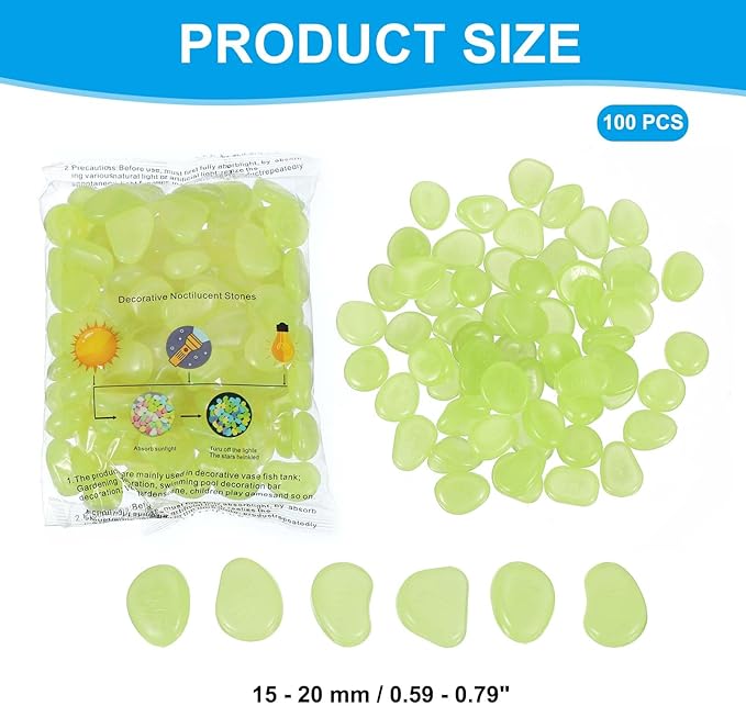 PATIKIL Glowing Stones, 300 Pcs Glow in The Dark Rocks for Indoor Outdoor Fish Tank Decorations Garden Yard Landscaping Gifts for Friends, Yellow