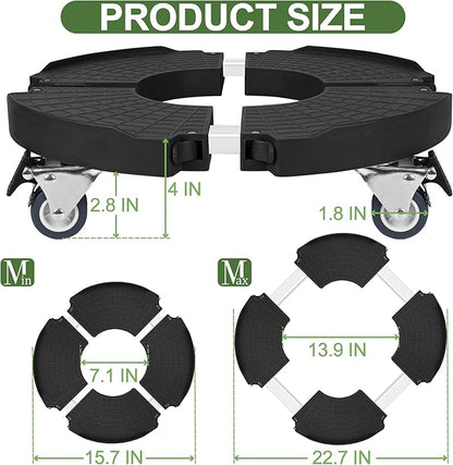 Plant Caddy Stand with 360° Wheels Adjustable 15-22 Inch Rolling Plant Stand Heavy Duty Large Plant Cart Dolly with Casters 440lbs Capacity for Large Planter, Garden Pot, Flower Pot, Black, 1 Pack