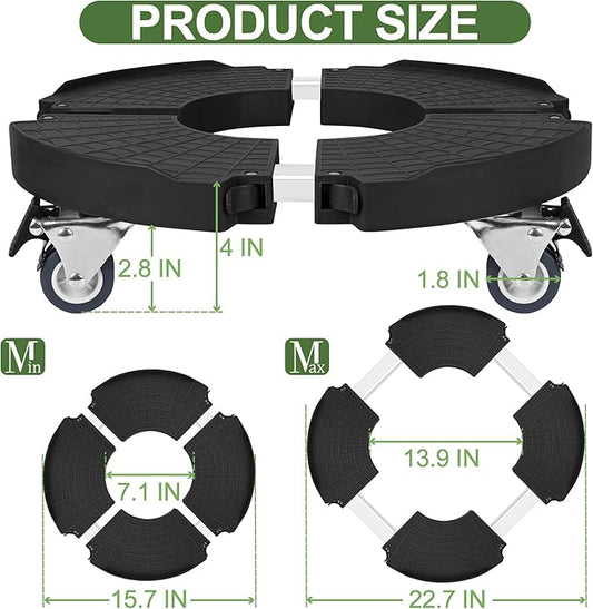 Plant Caddy Stand with 360° Wheels Adjustable 15-22 Inch Rolling Plant Stand Heavy Duty Large Plant Cart Dolly with Casters 440lbs Capacity for Large Planter, Garden Pot, Flower Pot, Black, 1 Pack
