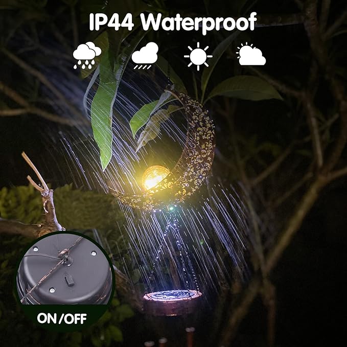 Solar Moon Wind Chimes Outdoor, Waterproof Moon Wind Bells Light Clearance for Outside, Unique Gifts for Mother's Day, Children's Day, Birthday, Mom, Women, Decor for Garden, Yard, Party