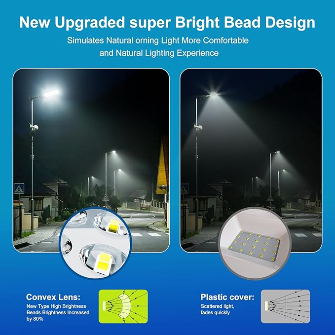 7000W Solar Street Lights Outdoor Waterproof IP66 , Heavy Duty Solar Powered LED Flood Light, Commercial Parking Lot Dusk to Dawn, 7000K Motion Sensor with Remote Control Garage, Pathway 2 Pack