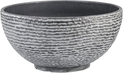 Sungmor Ash Black Resin Outdoor Low Bowl Planter Bird Bath 15.6 Inch Water Lily Succulent Pots Small Fountain Base