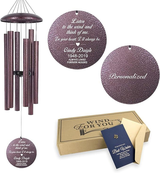 ASTARIN 36" Large Deep Tone Personalized Sympathy Wind Chimes, Memorial Wind Chime for Loss of Mother Father Loved One, Bereavement Gifts Decor Outdoor Patio Garden Graveyard, Produced in USA