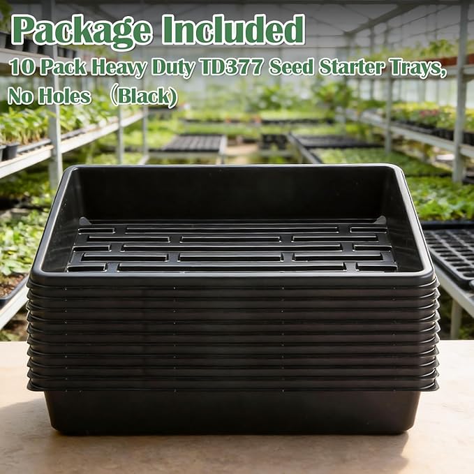 10 Pack Seed Starter Trays - Heavy Duty Plastic Flats, Fits 54 Cell Plug Tray, Seedling Tray for Carrying and Holding Plant Nursery Pot,Seed Germination & Plant Propagation (TD377)