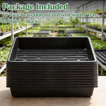 10 Pack Seed Starter Trays - Heavy Duty Plastic Flats, Fits 54 Cell Plug Tray, Seedling Tray for Carrying and Holding Plant Nursery Pot,Seed Germination & Plant Propagation (TD377)