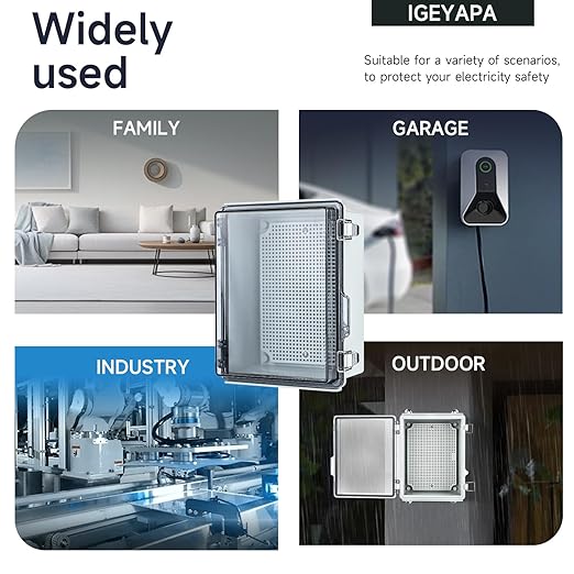 Large Waterproof Electrical Junction Box, IP67 Waterproof Clear ABS Plastic Enclosure Boxes for Outdoor Network Enclosure with Hinged Cover, Mounting Plate, Wall Brackets(13.8"x9.8"x5.9" Clear)
