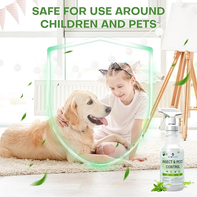 Peppermint Oil Spray for Bugs, 32 Oz Insect & Pest Control Spray for Bed Bug, Ants, Mite and Flea, All Natural Plant Extract Based Spider Repellent Indoor, Child & Pet Safe