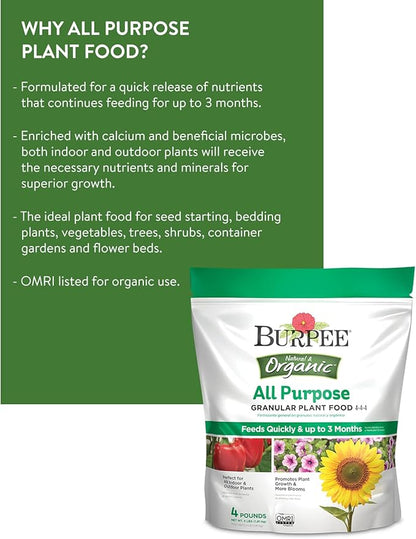 Burpee 4-Lb Organic Plant Food for Growing Strong Plants & 3-Lb Bone Meal Fertilizer for Root Development | Vegetable Garden, Flower Garden & Seed Starting