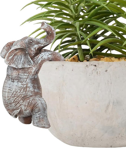 HPMAISON Climbing Elephant Plant Decorations for Pots Planter Flower Pot Hugger Resin Elephant Statue Garden Figurine for Fence Yard Lawn Outdoor Ornaments Office Decorations