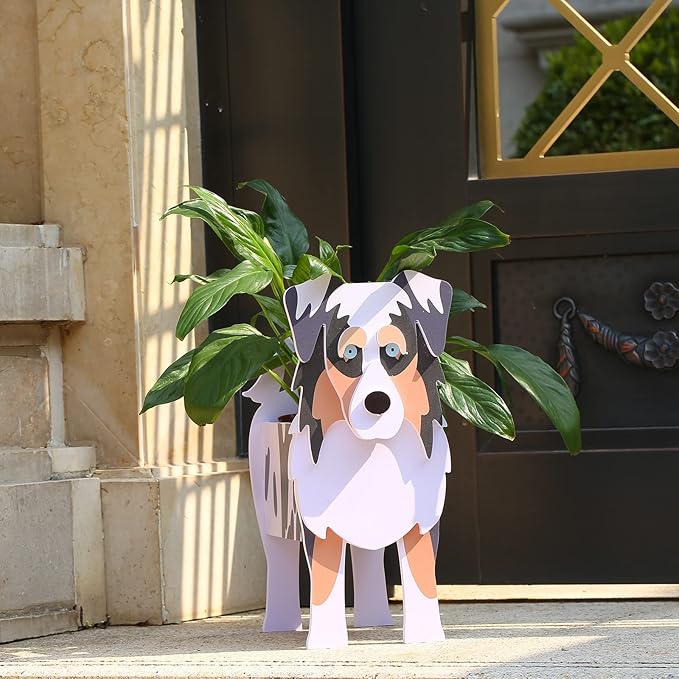 Australian Shepherd Gifts,Australian Shepherd Dog Planter Plant Pot,Cute Dog Flower Pots for Outdoor Garden Decoration,Birthday Gifts for Women,Office Home Decor Small Australian Shepherd