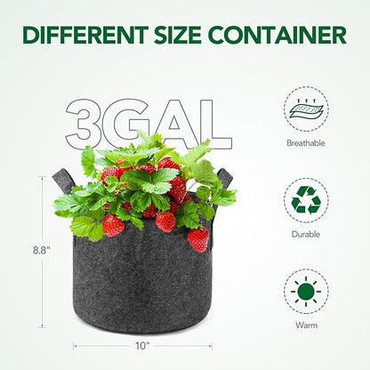 Delxo 3 Gallon Grow Bags 12 Pack, Heavy Duty Thickened Nonwoven Fabric Pots for Plants, Ideal for Container Gardening, Durable & Lightweight Planting Bags, Perfect for Vegetables, Grey
