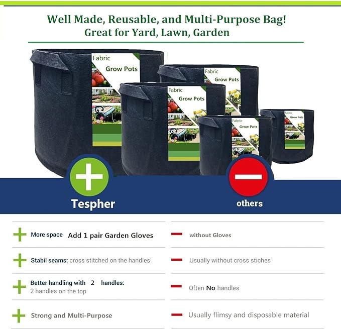 3-Pack 75 Gallon Thickened Plant Grow Bags Large (34x20 in) Heavy Duty Garden Bag Fabric Plant Pots for Tomato,Potato Planter,Herbs Veggies Planting,Flower Pots,Barrel Planter,Leaf Bag,Yard Waste Bags