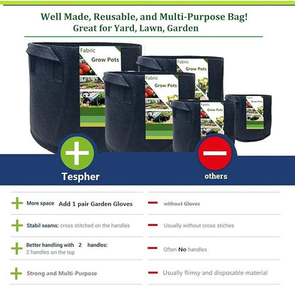 3-Pack 20 Gallon Thickened Plant Grow Bags Large (22x12 in) Heavy Duty Fabric Plant Pots Garden Bag for Tomato,Potato Planter,Flower Pots,Herbs Veggies Planting,Barrel Planter,Leaf Bag,Yard Waste Bags