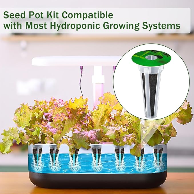 DECYOOL Garden Seed Pods, 48pcs Hydroponic Pods Kit:Grow Anything Kit with 12 Grow Baskets,12 Grow Sponges, 12 Pod Labels,12 Grow Domes