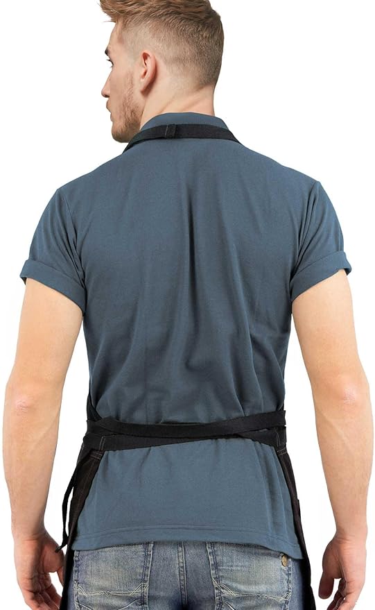 Under NY Sky No-Tie Twill Apron - Leather Reinforcement, Split-Leg