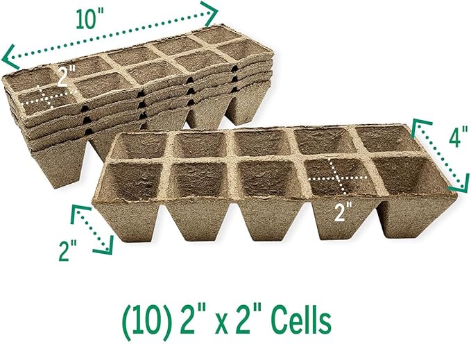 Jiffy Seed Starting Strips - Biodegradable, Plant Starter Pots, 10 Cell, 50 Strips - Peat