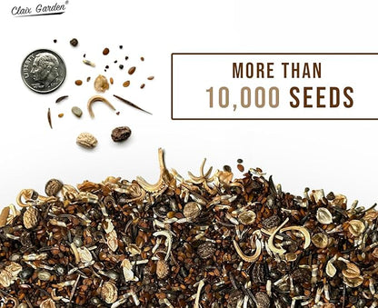 California Wildflower Mix - 10,000 Seeds - 17 Varieties - No Fillers, Open Pollinated and Non GMO, Perennial and Annual Garden Flowers, Attracts Bees and Butterflies