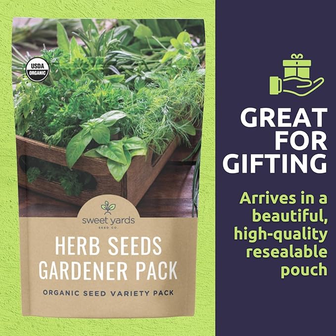 Organic Herb Seeds Variety Pack - 16 Individual Packs - 2026 Season - Basil, Cilantro, Dill, Thyme, Parsley and More! for Indoor & Outdoor Planting (Non-GMO, Certified Organic)